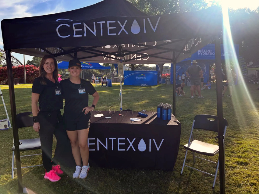 Centex IV Classic Pro setup with an 8x8 Pro Expo frame and fitted table cover