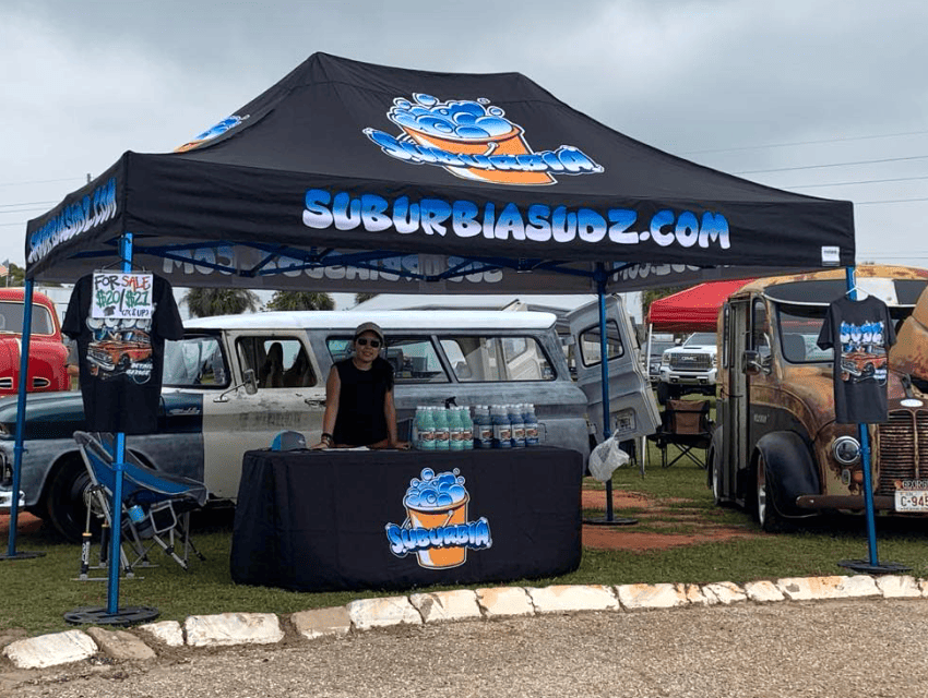 Suburbia Sudz Brings Professional Branding to Car, Truck, and Bike Shows with Their 10×15 Custom Tent
