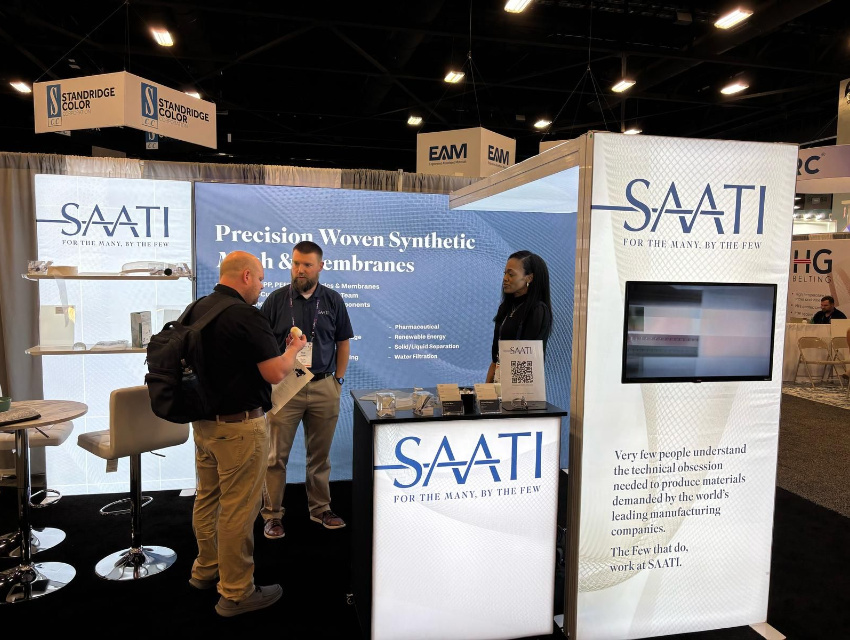 SAATI backlit booth using InstaLight Booth Package 6 at FiltXPO